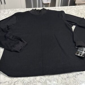 Southern Lady Bold Black Mock Neck Top NOS